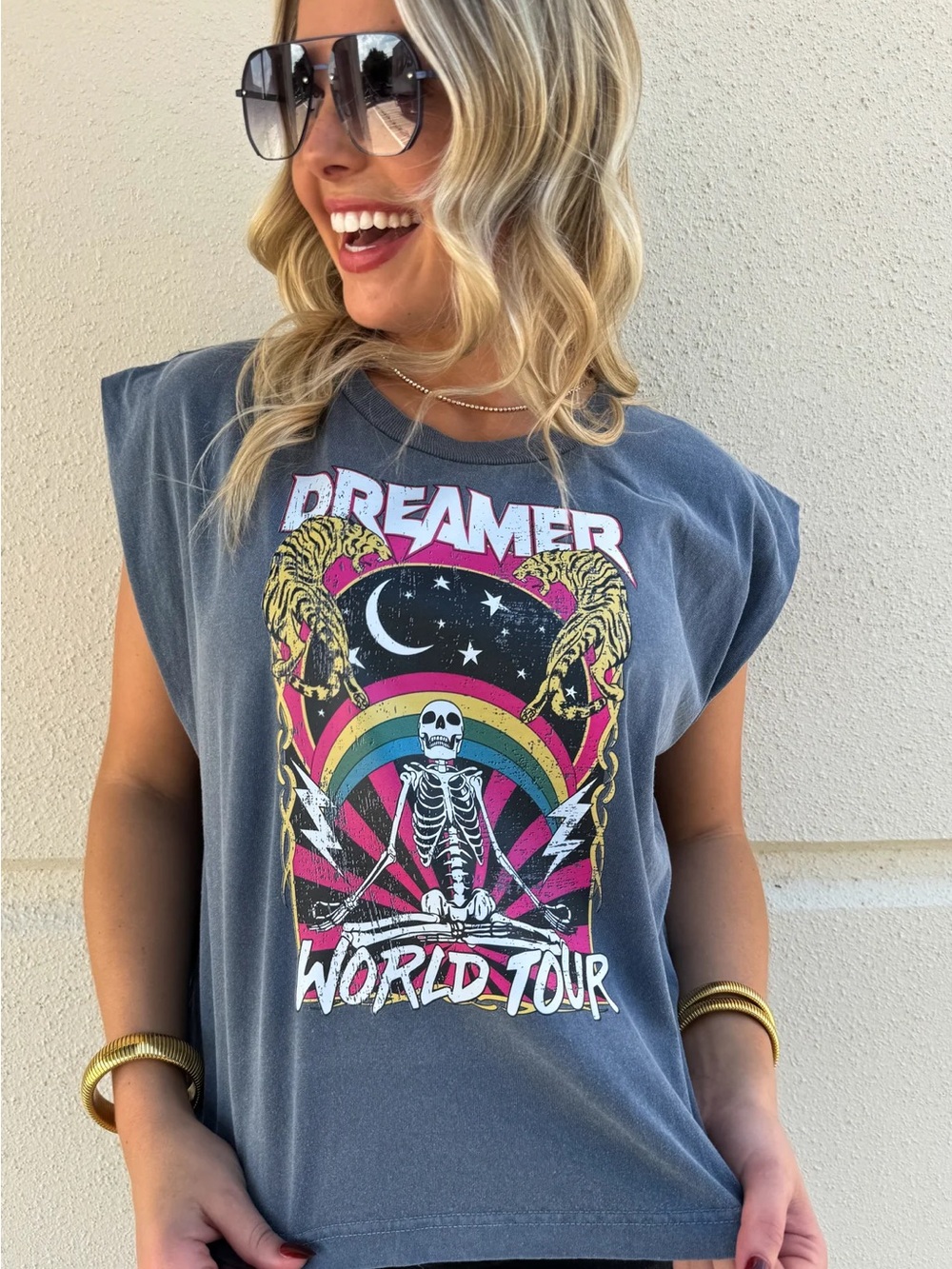 100% Cotton Dreamer World Tour Graphic Muscle Tank